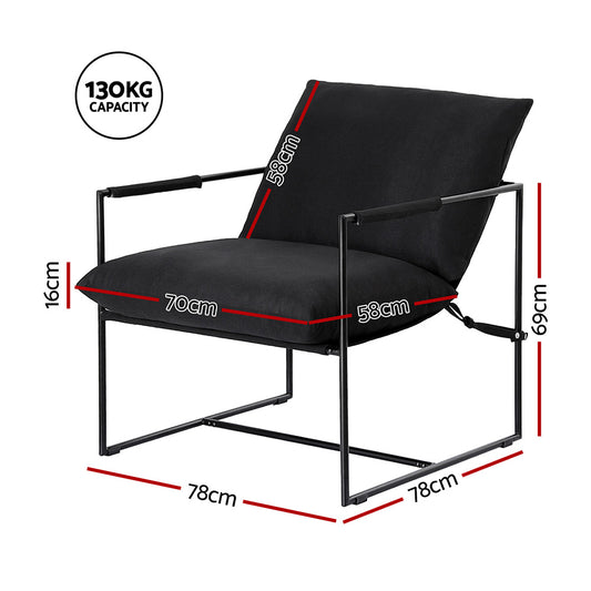 Artiss Armchair Lounge Chair Sling Black Furniture > Bar Stools & Chairs > Arm Chairs & Recliners