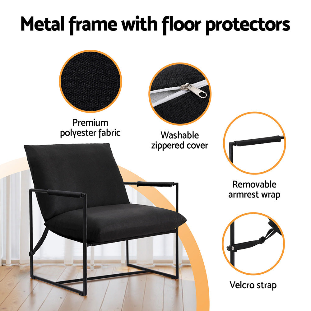 Artiss Armchair Lounge Chair Sling Black - Furniture > Bar Stools & Chairs > Arm Chairs & Recliners