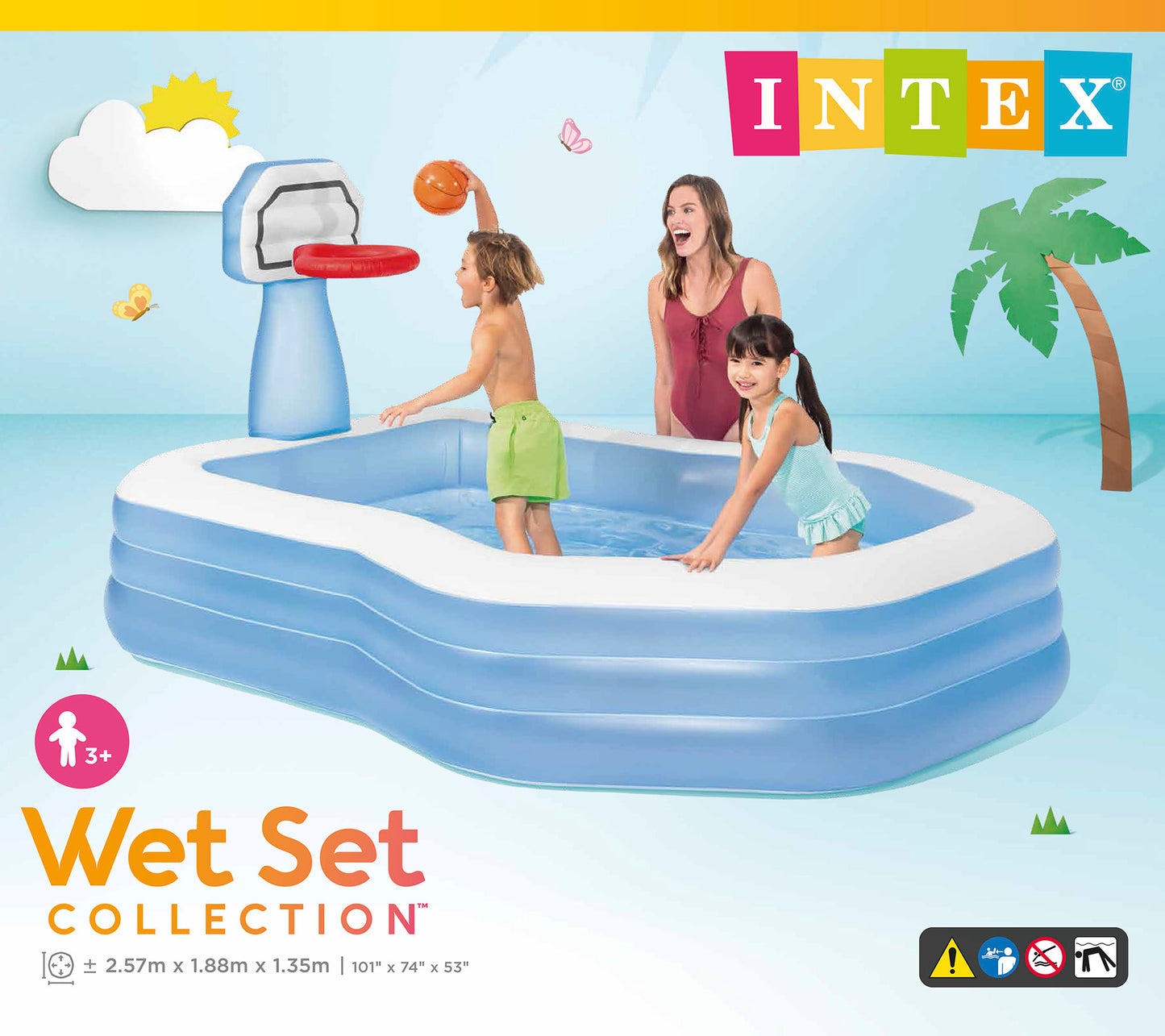 Intex Swim Center Shootin’ Hoops Inflatable Pool 2.57m x 1.88m 57183 - Home & Garden > Pool & Accessories > Swimming