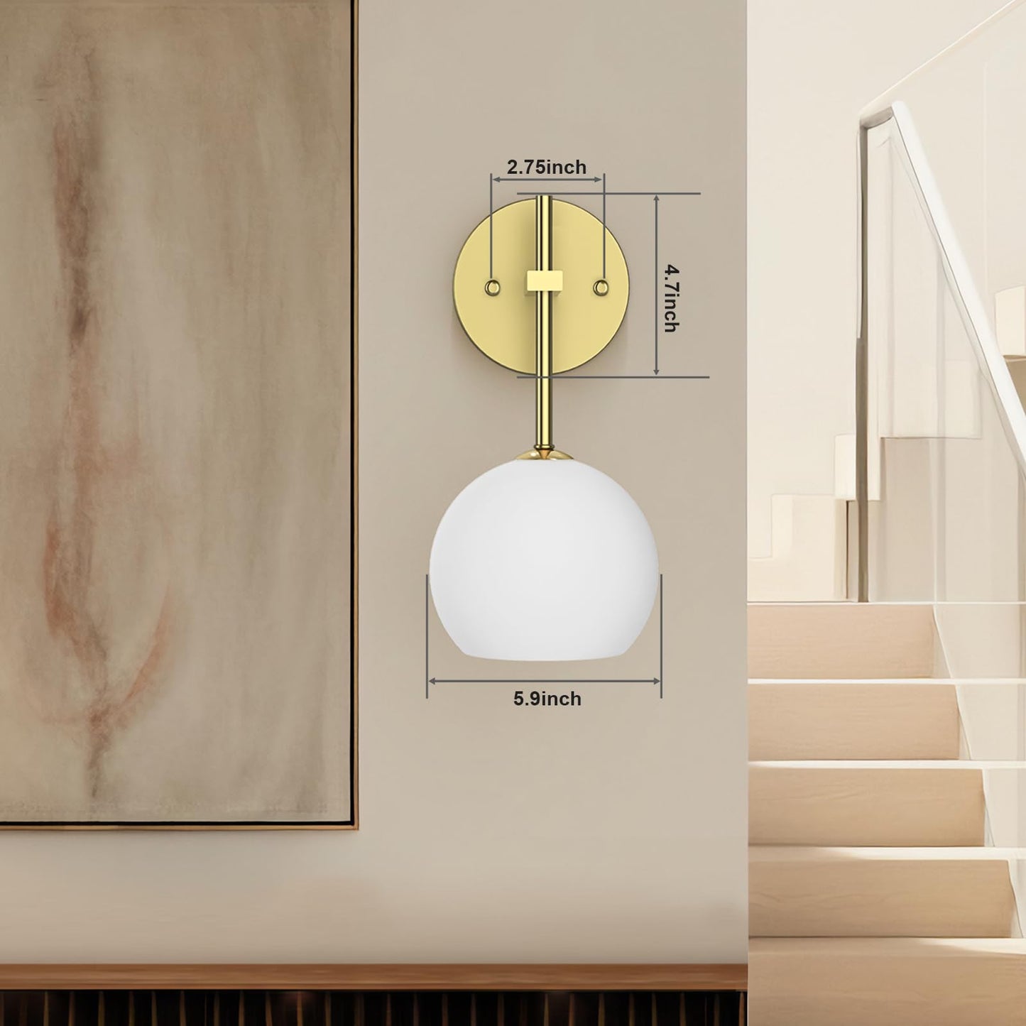 Rechargeable Wall Light Indoor,Battery Operated Wall Lamp with Remote,Indoor Wall Light with 3 Color Modes and RGB,Frosted Glass Wall Mounted Lamp for Living Room Bedrooms 2 Pack (Gold)