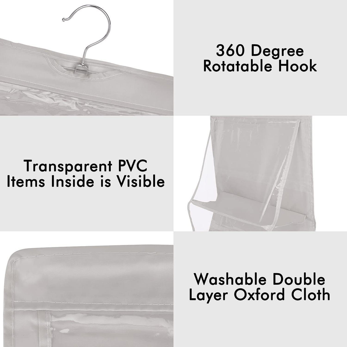 Handbag Hanging Purse Organizer for Closet, 8 Pocket Handbag Storage Organizer Hanger Oxford Cloth Closet Organizer for Family
