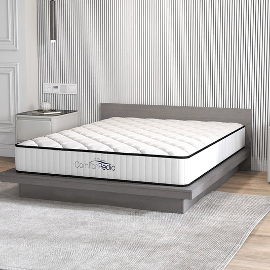 Comforpedic Mattress 5 Zone Medium Support Foam Bonnell Spring 21CM - Queen - White Black - Furniture > Mattresses >