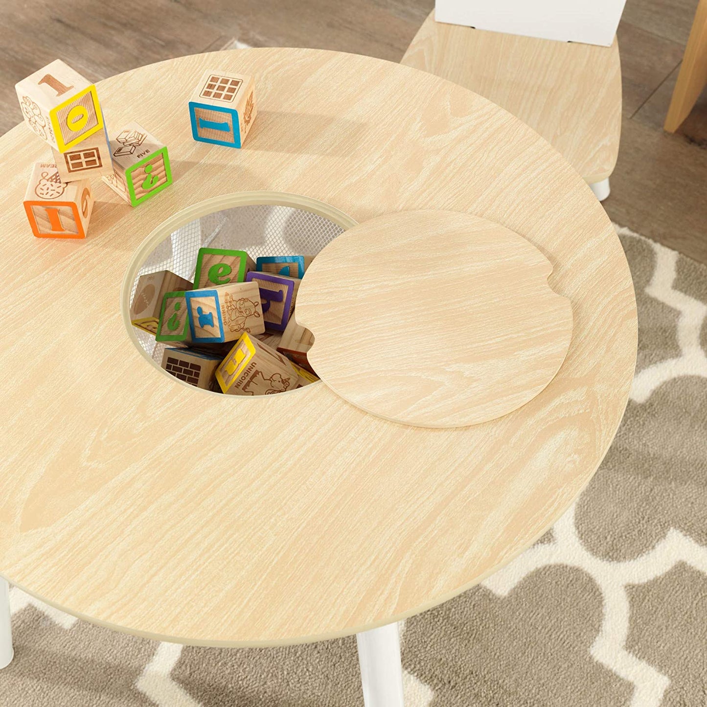 Round Table and 2 Chair Set for children (White Natural) - Baby & Kids > Kid’s Furniture