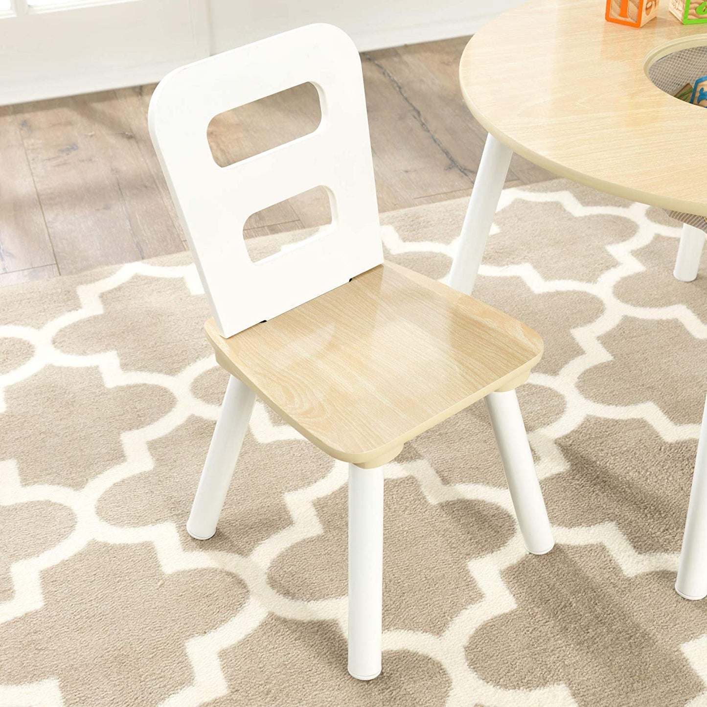 Round Table and 2 Chair Set for children (White Natural) - Baby & Kids > Kid’s Furniture