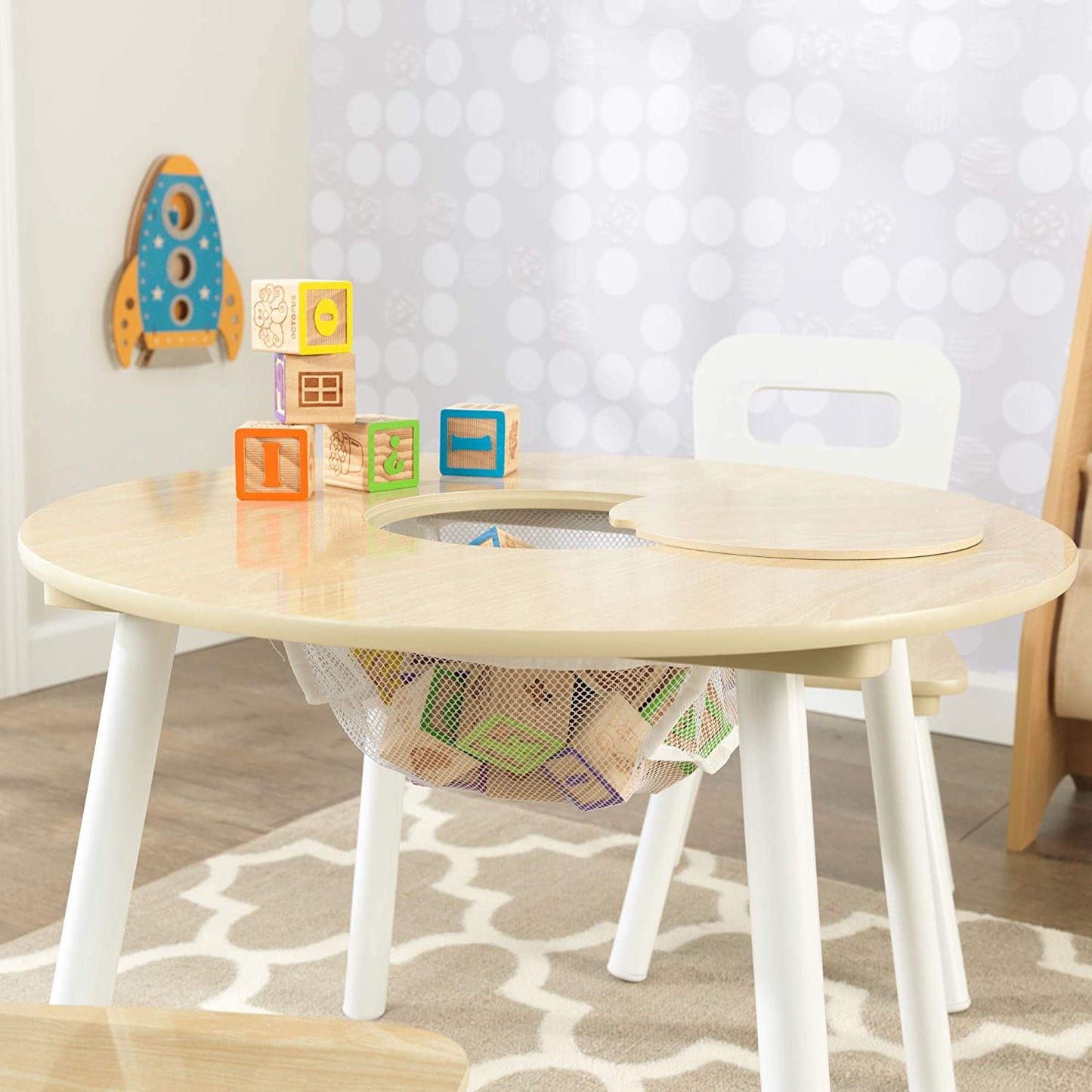 Round Table and 2 Chair Set for children (White Natural) - Baby & Kids > Kid’s Furniture