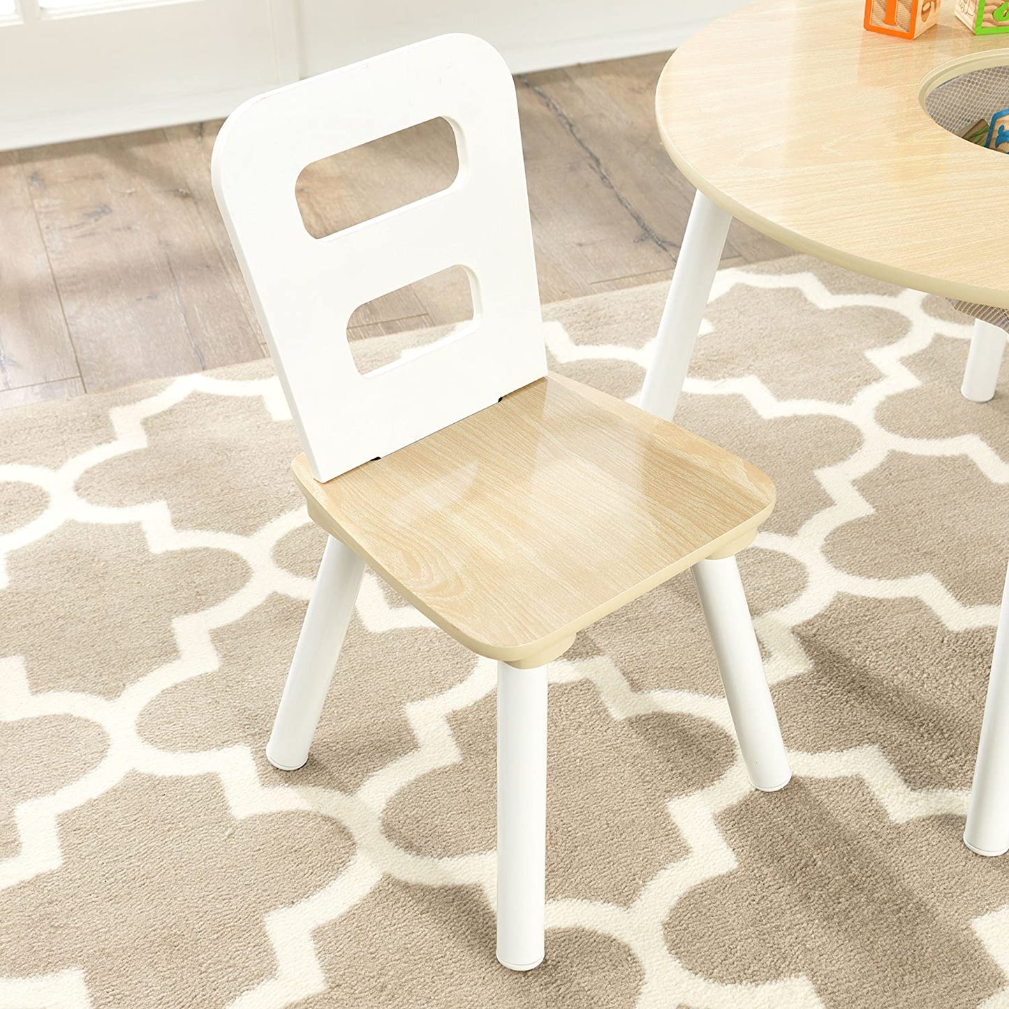 Round Table and 2 Chair Set for children (White Natural) - Baby & Kids > Kid’s Furniture