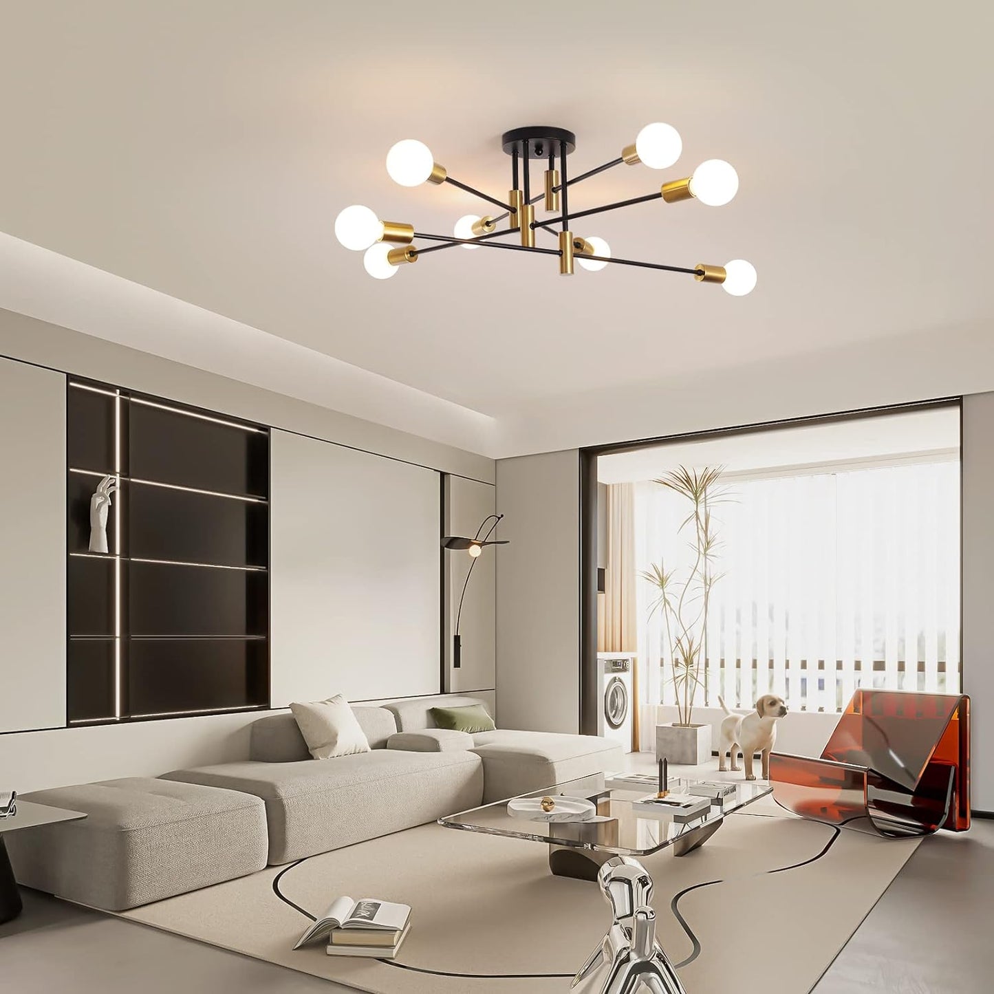 Modern Black Gold Ceiling Light 8 Lights - Home & Garden > Lighting > Ceiling Lights