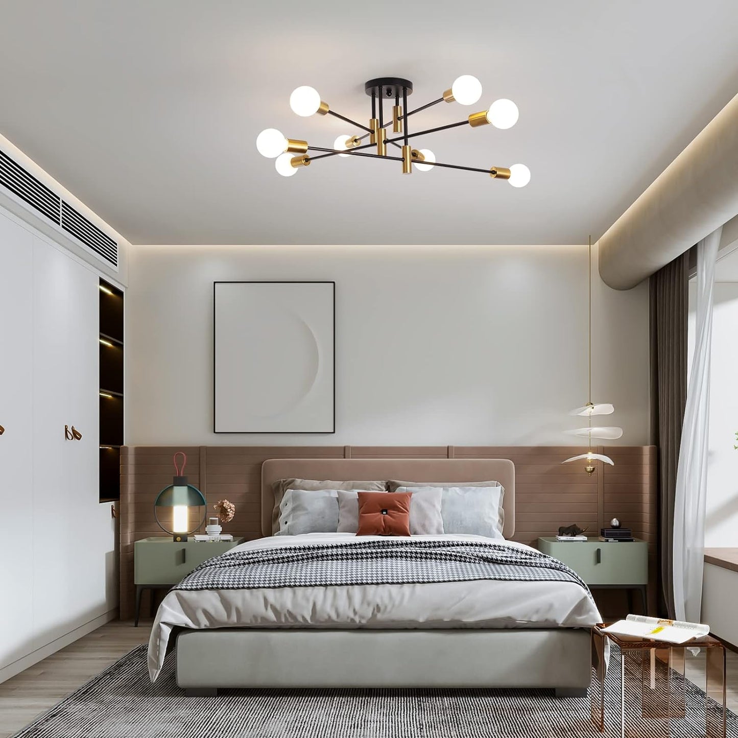 Modern Black Gold Ceiling Light 8 Lights - Home & Garden > Lighting > Ceiling Lights