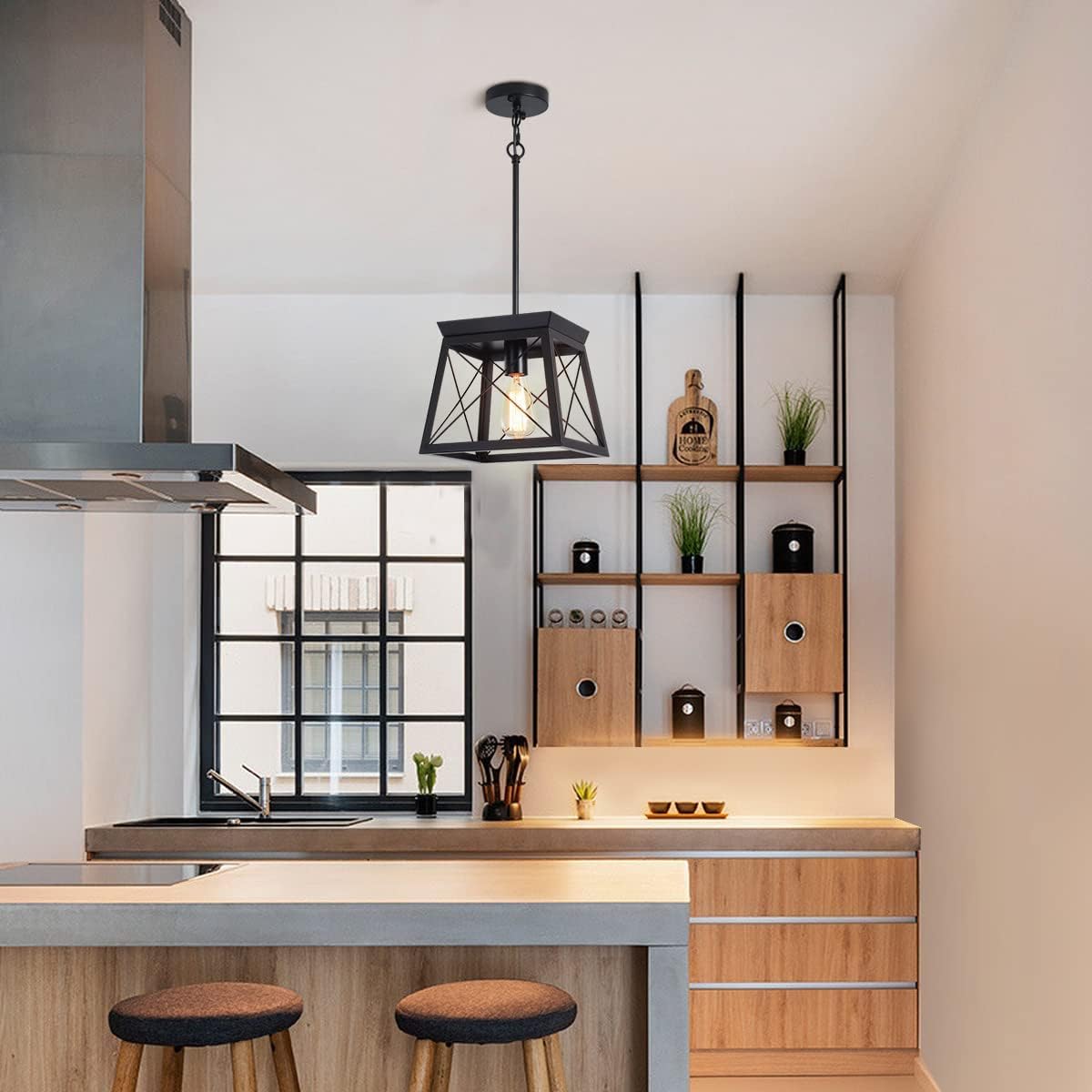 Farmhouse Pendant Light Rustic Lantern Chandelier Black - Home & Garden > Lighting > Lighting Accessories
