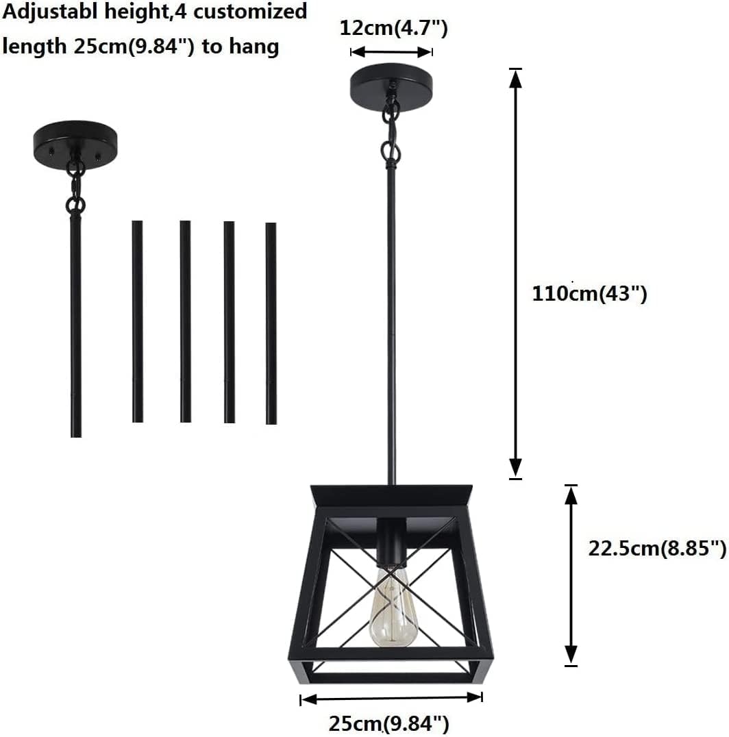 Farmhouse Pendant Light Rustic Lantern Chandelier Black - Home & Garden > Lighting > Lighting Accessories