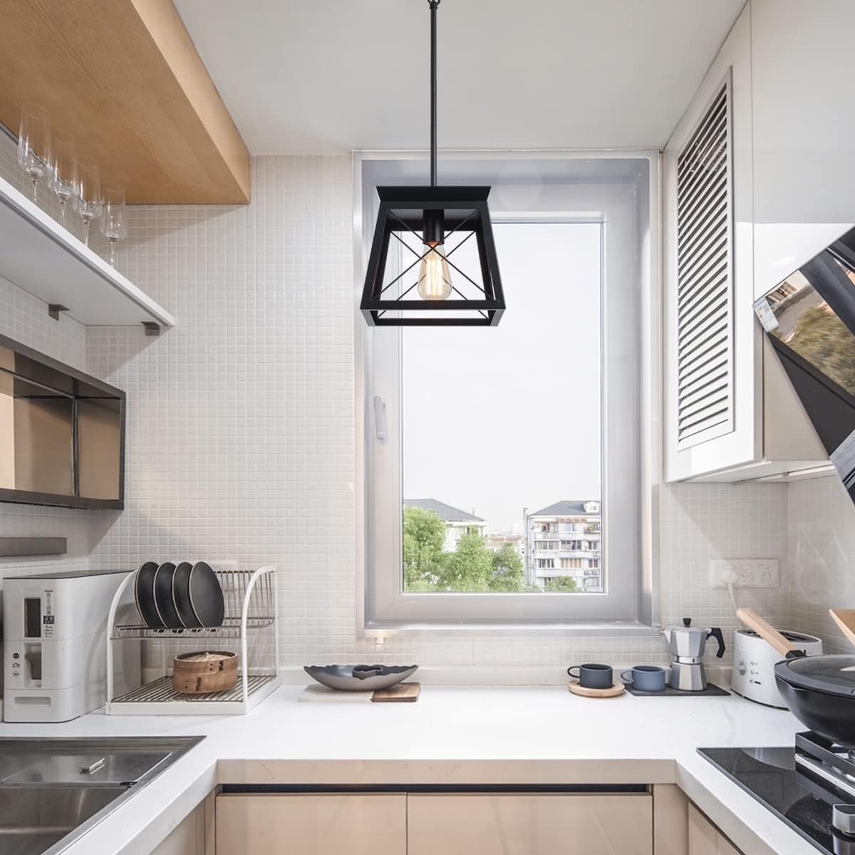 Farmhouse Pendant Light Rustic Lantern Chandelier Black - Home & Garden > Lighting > Lighting Accessories