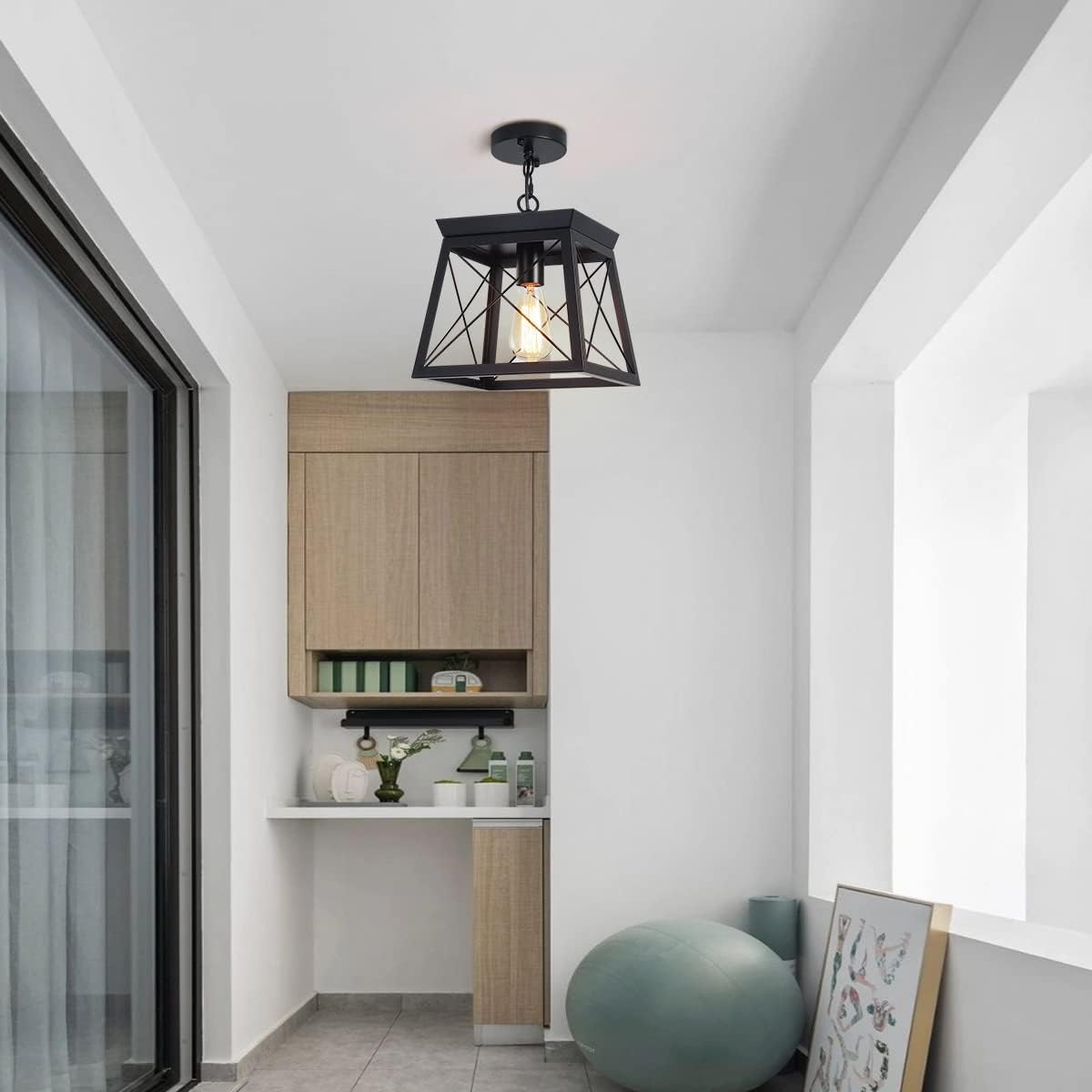 Farmhouse Pendant Light Rustic Lantern Chandelier Black - Home & Garden > Lighting > Lighting Accessories