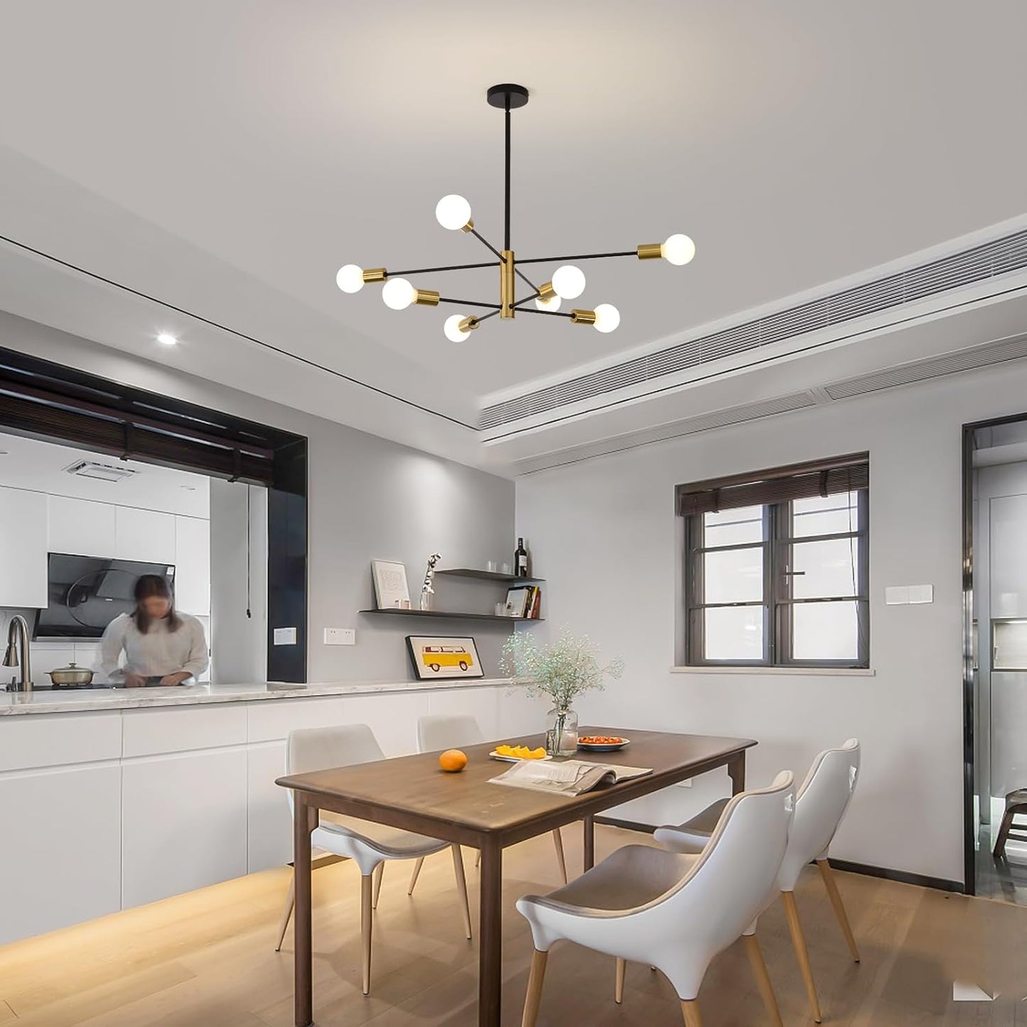 Sputnik Chandelier Modern Industrial 8-Light Black & Gold - Home & Garden > Lighting > Night Lights & Ambient Lighting