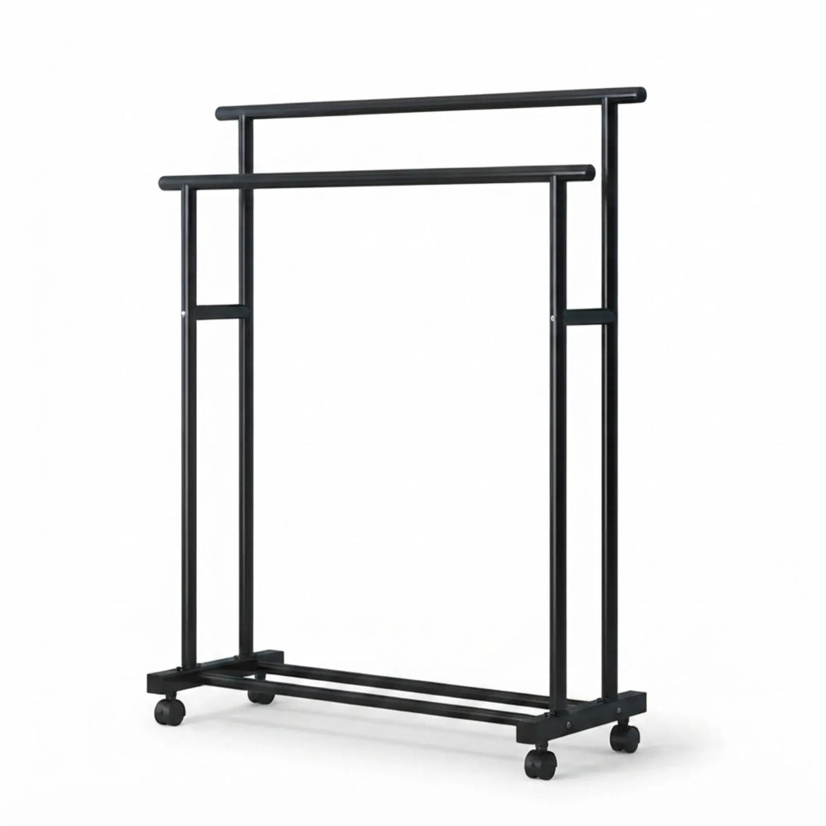 CARLA HOME Double Rod Clothes Rack with Wheels, Metal, Portable Wardrobe Rack