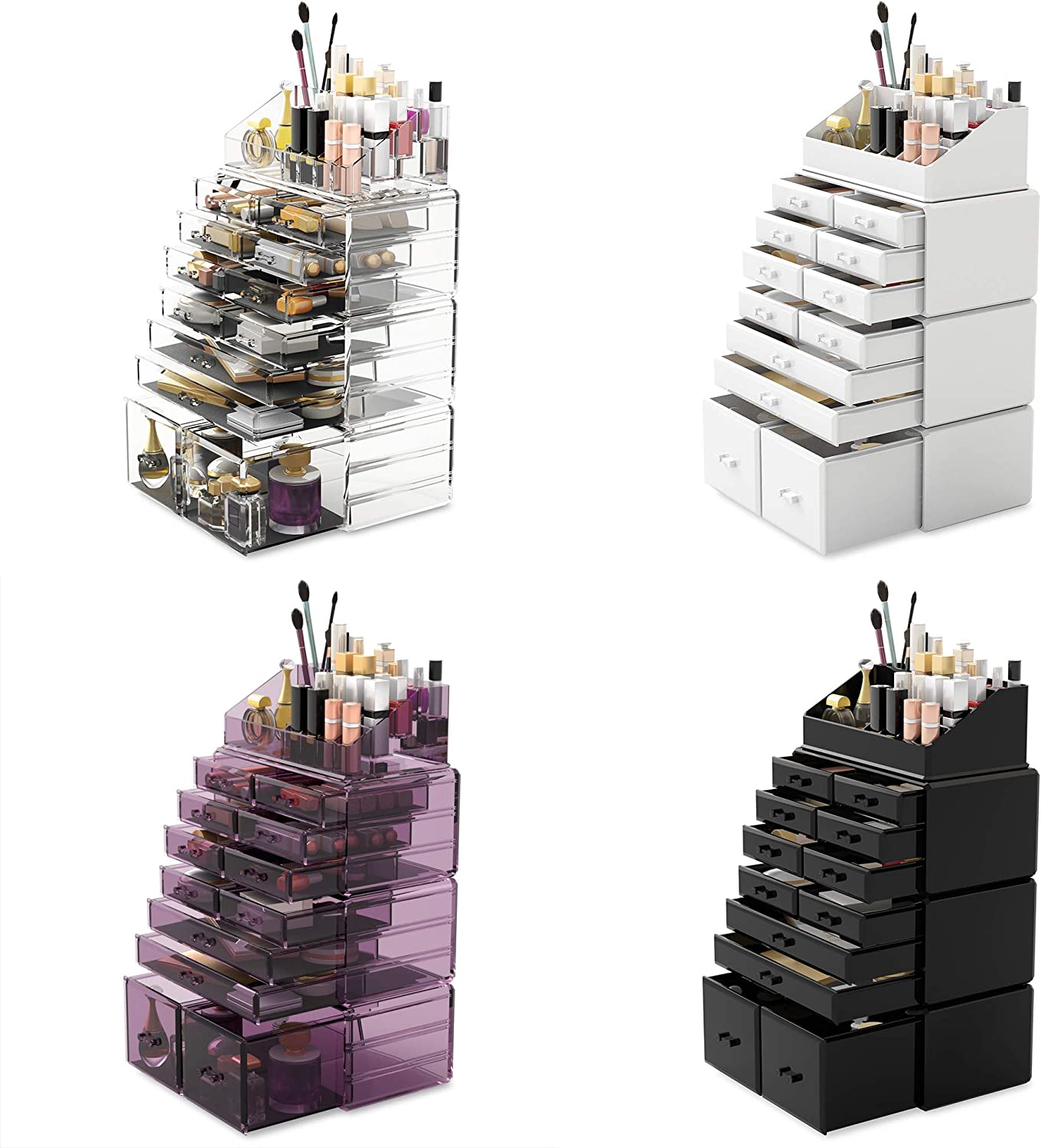Makeup Cosmetic Organizer Storage with 12 Drawers Display Boxes (Black) - Home & Garden > Storage