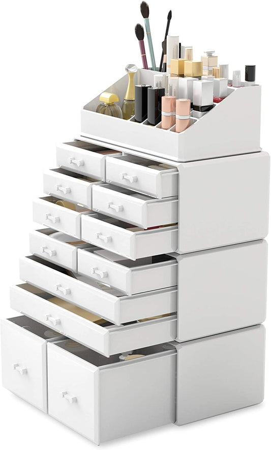Makeup Cosmetic Organizer Storage with 12 Drawers Display Boxes (White) - Health & Beauty > Cosmetic Storage