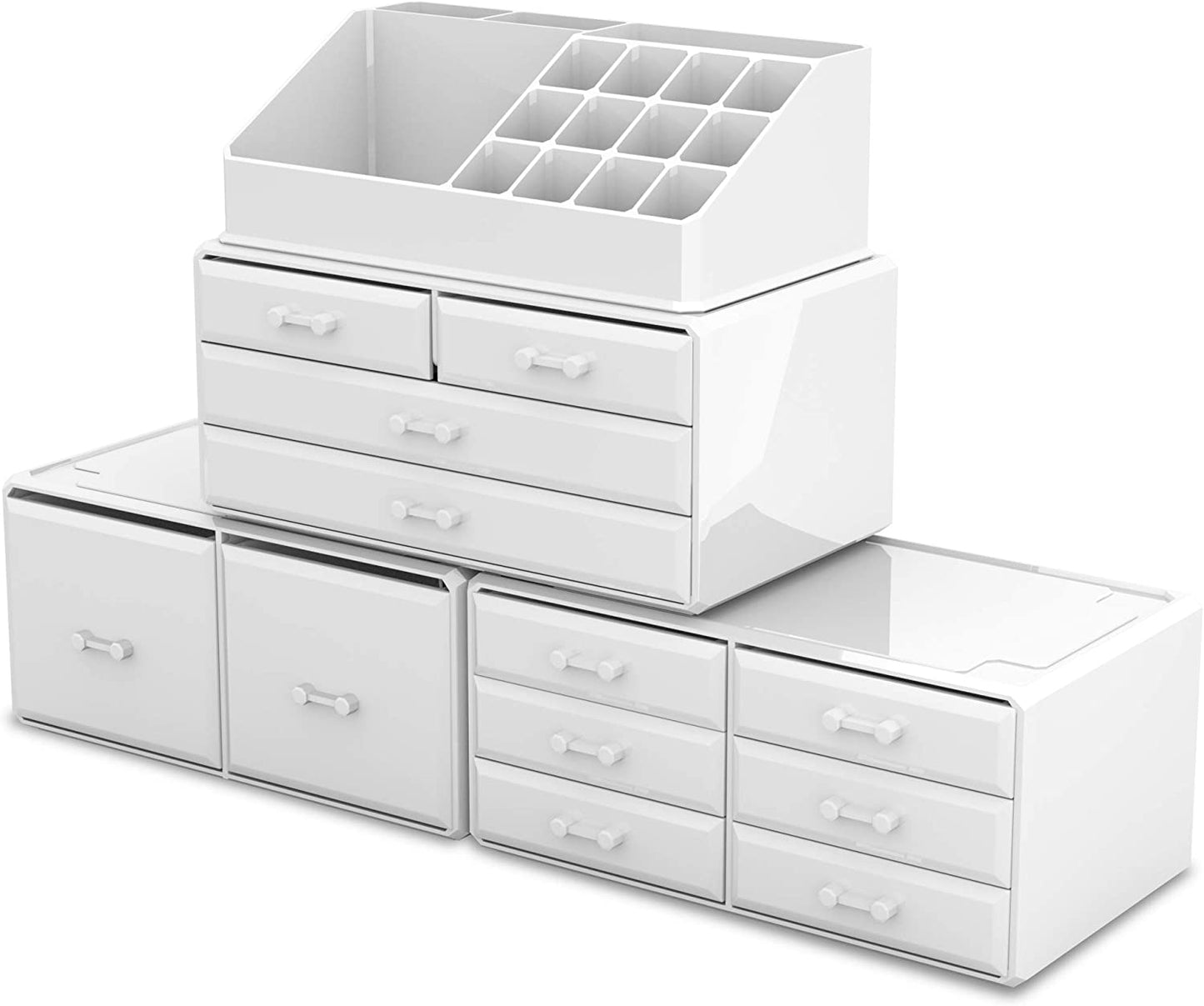 Makeup Cosmetic Organizer Storage with 12 Drawers Display Boxes (White) - Health & Beauty > Cosmetic Storage