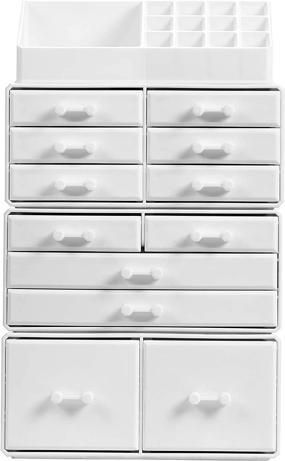 Makeup Cosmetic Organizer Storage with 12 Drawers Display Boxes (White) - Health & Beauty > Cosmetic Storage