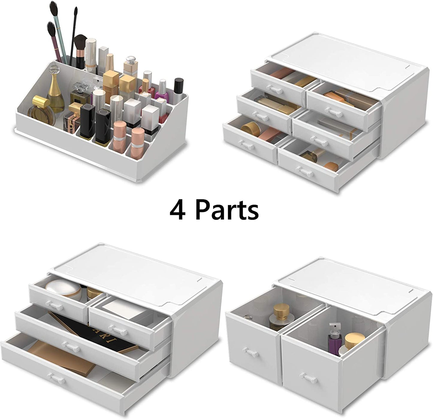 Makeup Cosmetic Organizer Storage with 12 Drawers Display Boxes (White) - Health & Beauty > Cosmetic Storage
