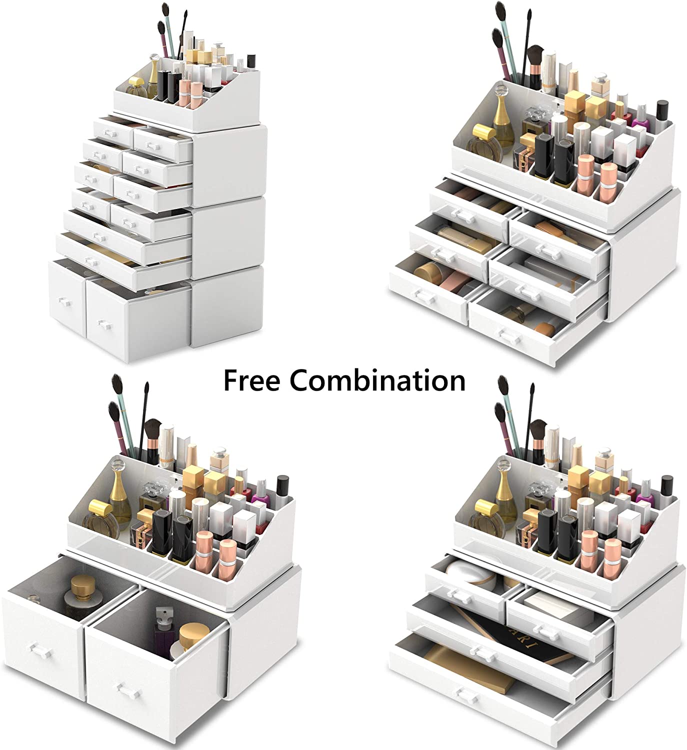 Makeup Cosmetic Organizer Storage with 12 Drawers Display Boxes (White) - Health & Beauty > Cosmetic Storage