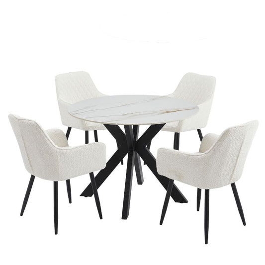 Tracey Round Marble Stone Dining Table Furniture > Dining > Dining Tables