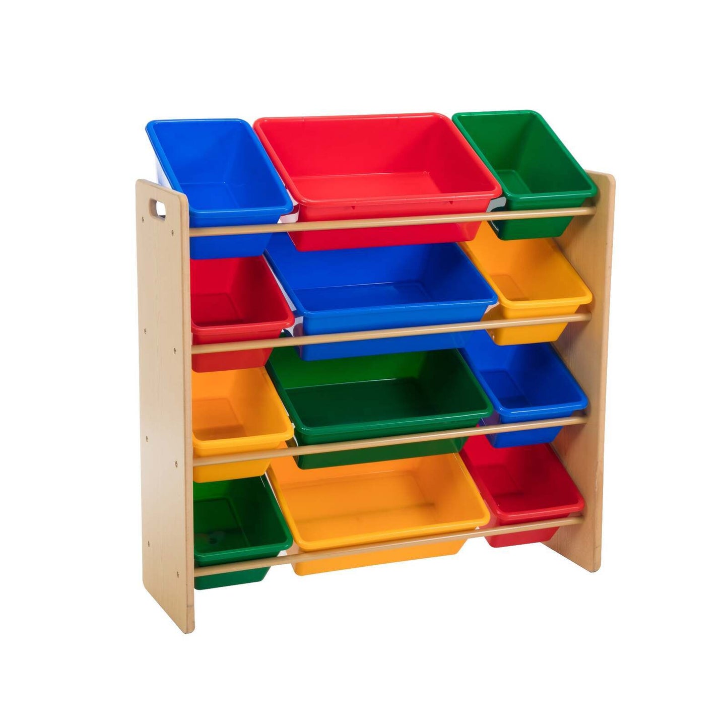 Kids Organiser Shelf Storage Rack for Toys - 12 Multicoloured Bins - Baby & Kids > Kid’s Furniture > Kid’s Tables