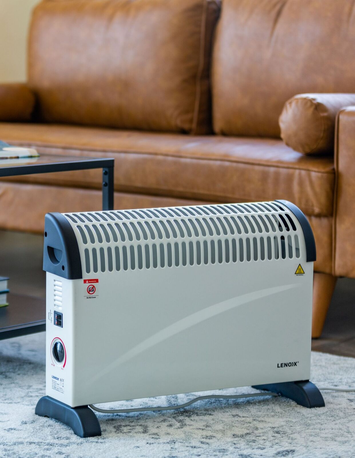 Portable Convector Heater 2000w 3 Heat Settings | White Black Lenox Electric Space