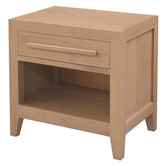 Dion 1 Drawer Solid Mindi Bedside Table (Natural) Furniture > Bedroom > Bedside Tables