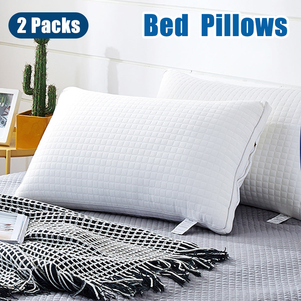 2xQueen Quality Pillows Cotton Hotel Adjustable Home Pillows Down Alternative Pillows - Home & Garden > Bedding >