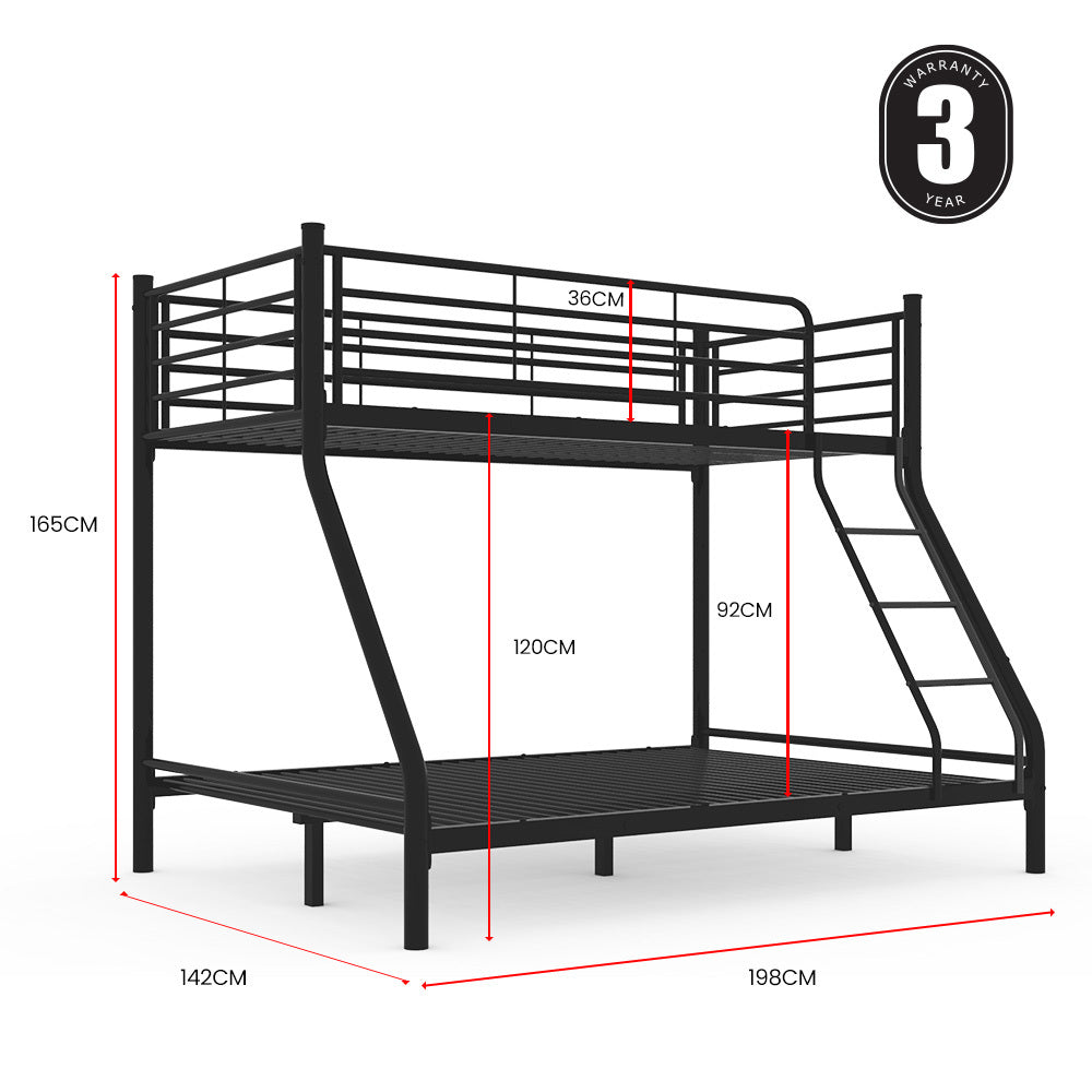 Kingston Slumber Metal Single over Double Bunk Bed Frame Dark Matte Grey Furniture > Bedroom > Beds & Bed Frames