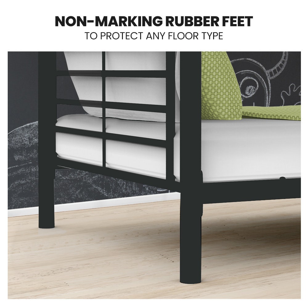 Kingston Slumber 2in1 Single Metal Bunk Bed Frame with Modular Design Dark Matte Grey Furniture > Bedroom > Beds & Bed
