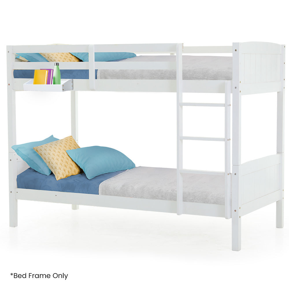 Kingston Slumber Single Bunk Bed Frame Solid Pine Wood Timber Modular Design White - Furniture > Bedroom > Beds & Bed