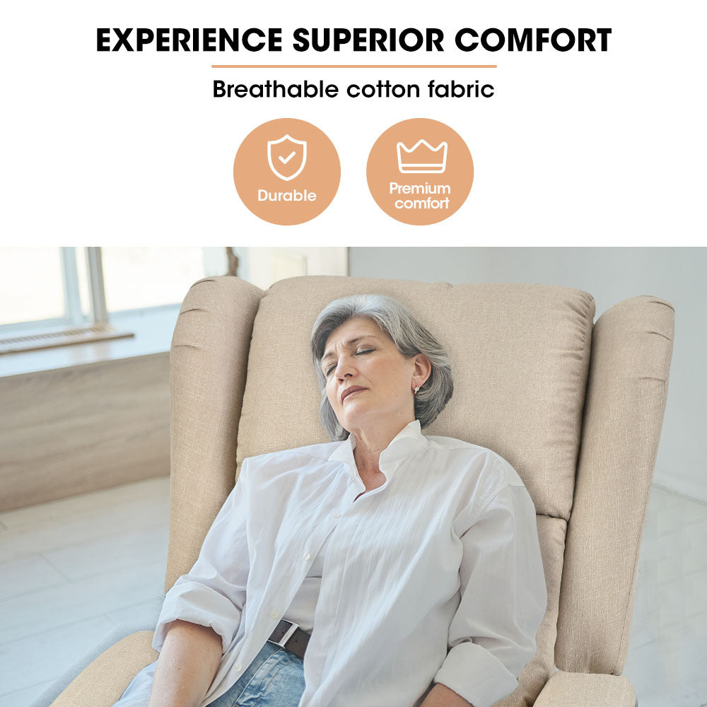 FORTIA Electric Recliner Lift Heat Chair for Elderly Massage Heat Therapy Aged Care Beige Furniture > Bar Stools &