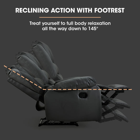 FORTIA Luxury Recliner Lounge Chair Single Faux Leather Armchair for Home Theatre Cinema Elderly Black Furniture > Bar