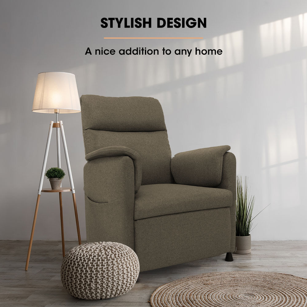 FORTIA Electric Armchair Recliner Single Fabric Chair Biege - Furniture > Bar Stools & Chairs > Arm Chairs & Recliners