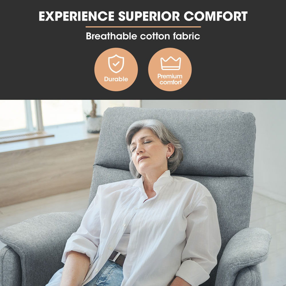 FORTIA Electric Armchair Recliner Single Fabric Chair Grey - Furniture > Bar Stools & Chairs > Arm Chairs & Recliners