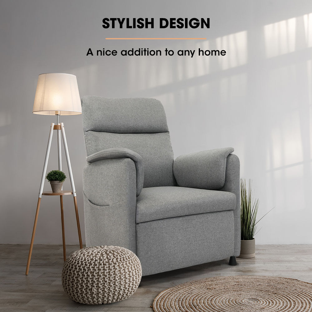FORTIA Electric Armchair Recliner Single Fabric Chair Grey - Furniture > Bar Stools & Chairs > Arm Chairs & Recliners