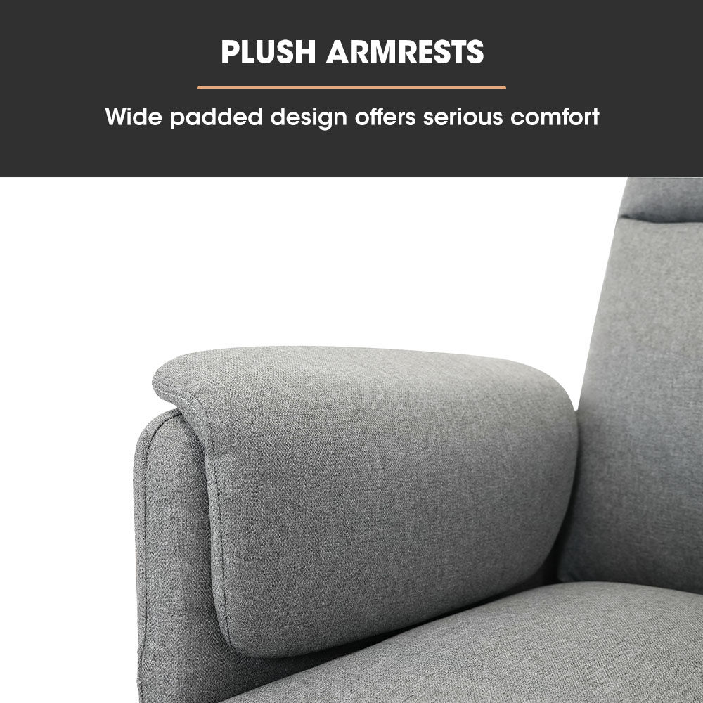 FORTIA Electric Armchair Recliner Single Fabric Chair Grey - Furniture > Bar Stools & Chairs > Arm Chairs & Recliners