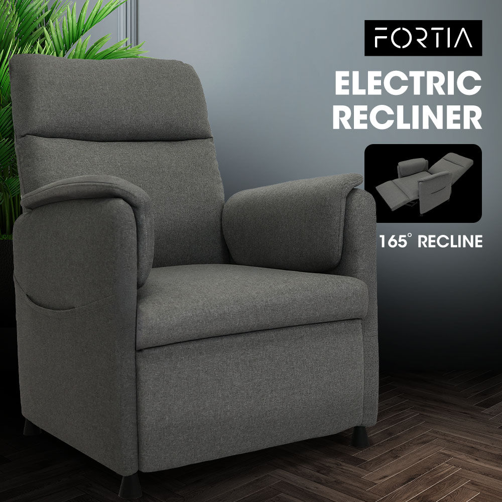 FORTIA Electric Armchair Recliner Single Fabric Chair Grey - Furniture > Bar Stools & Chairs > Arm Chairs & Recliners