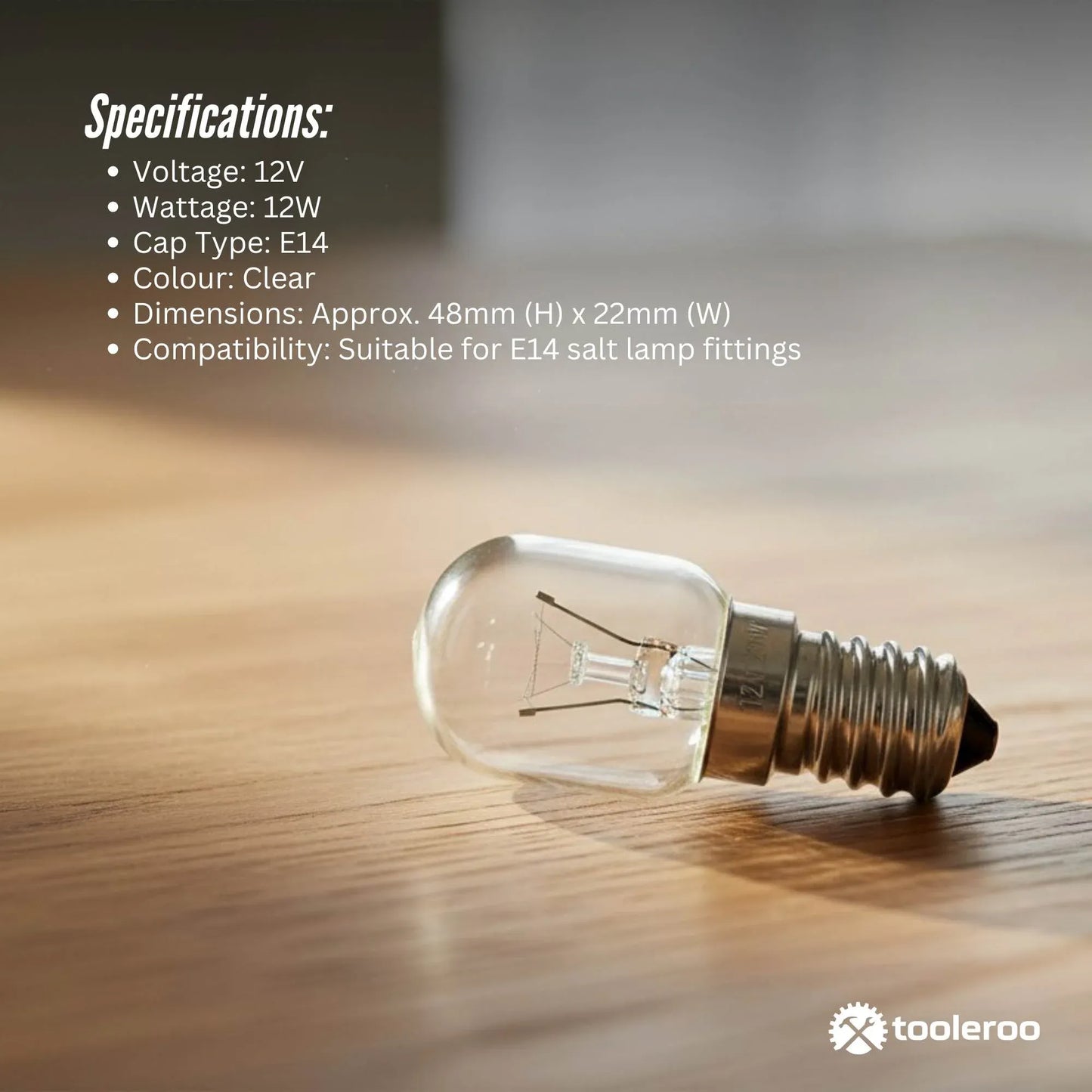 Tooleroo Salt Lamp Bulb E14 - Replacement Globe for Himalayan 12V Lamp