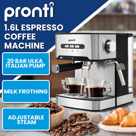 Pronti 1.6L Automatic Coffee Espresso Machine with Steam Frother Appliances > Kitchen Appliances