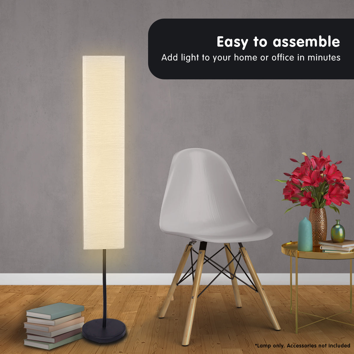 Sarantino Metal Floor Lamp with White Paper Wrinkle Shade Light Stand Home & Garden > Lighting > Night Lights & Ambient