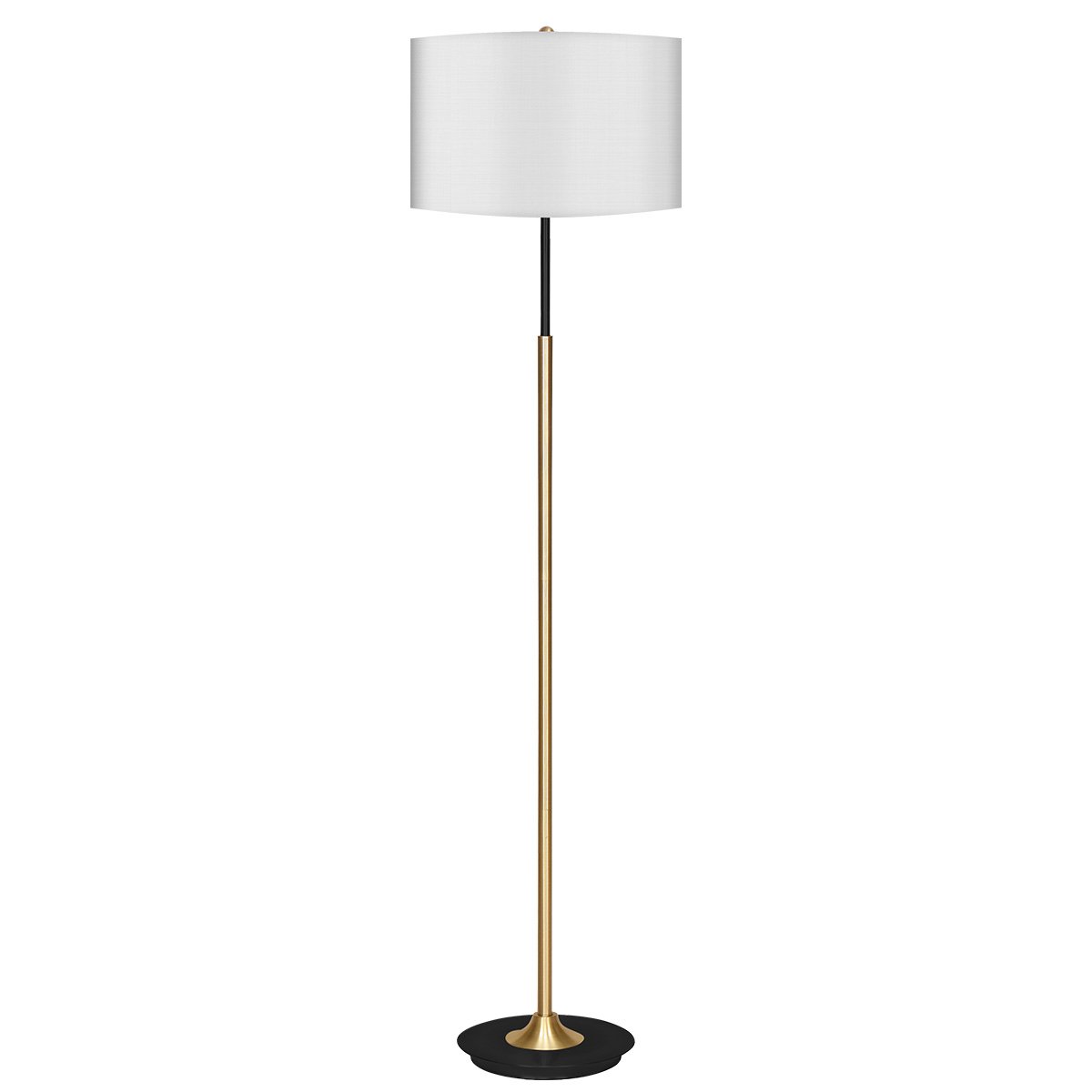 Sarantino Metal Floor Lamp Brushed Brass Finish with White Shade - Home & Garden > Lighting > Night Lights & Ambient