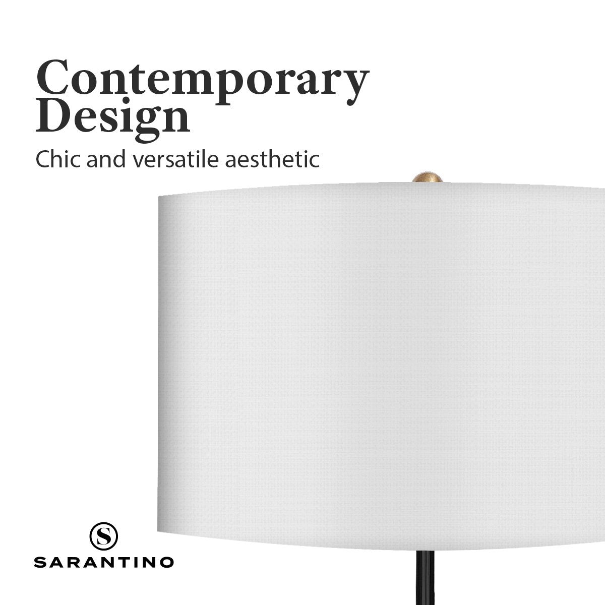 Sarantino Metal Floor Lamp Brushed Brass Finish with White Shade - Home & Garden > Lighting > Night Lights & Ambient