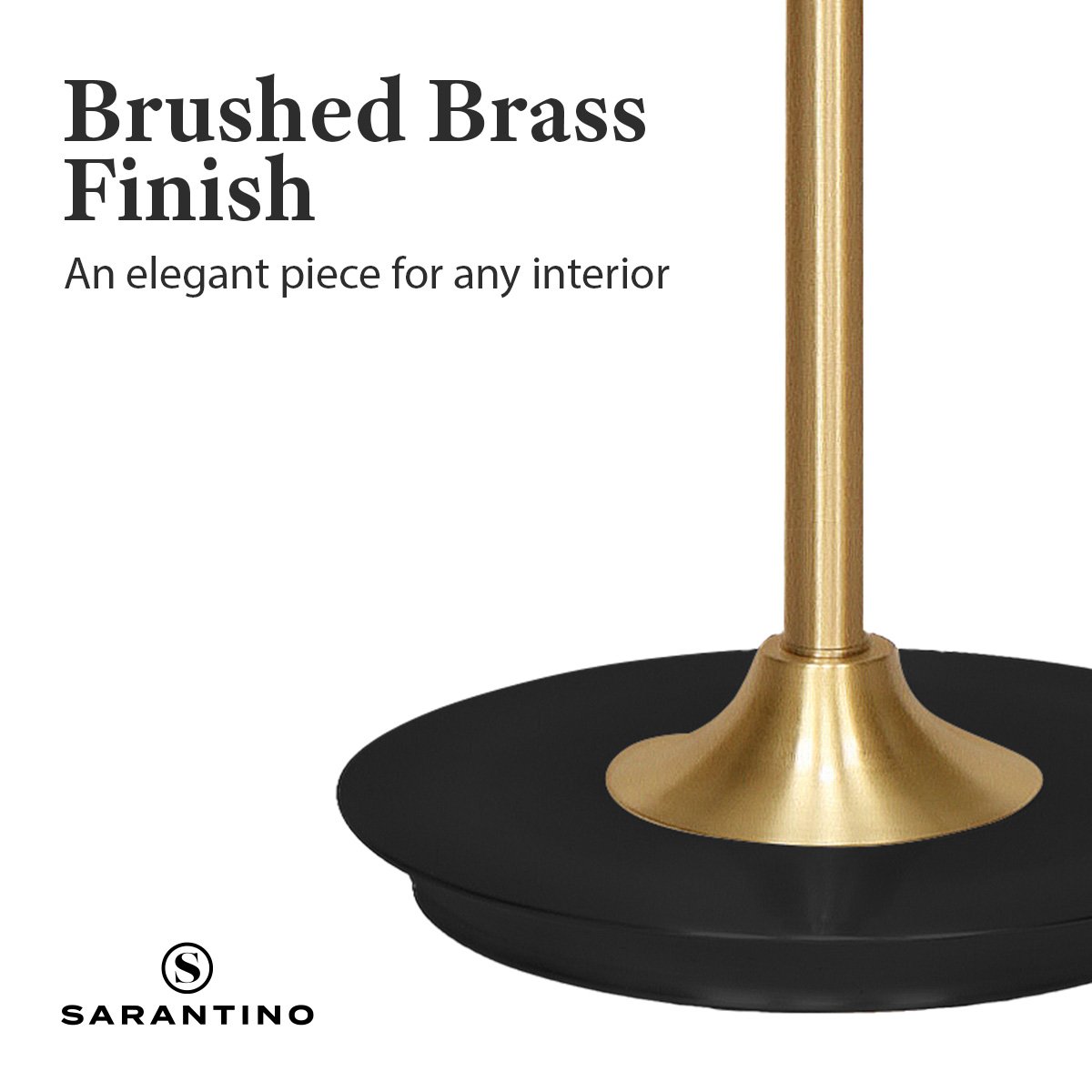 Sarantino Metal Floor Lamp Brushed Brass Finish with White Shade - Home & Garden > Lighting > Night Lights & Ambient