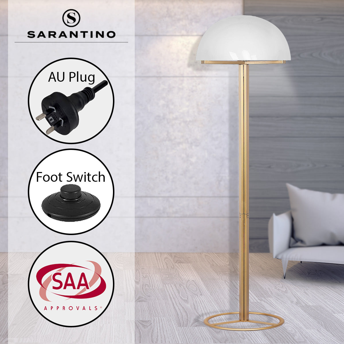 Sarantino Metal Floor Lamp with White Acrylic Shade by Sarantino - Home & Garden > Lighting > Table Lamps