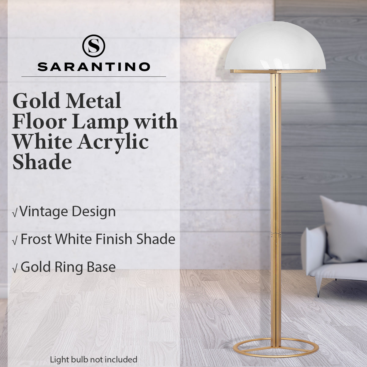 Sarantino Metal Floor Lamp with White Acrylic Shade by Sarantino - Home & Garden > Lighting > Table Lamps