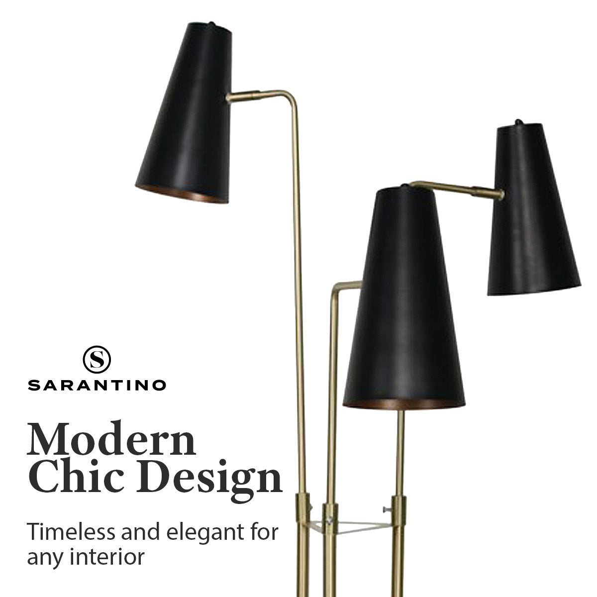 Sarantino Three Metal Shade Floor Lamp Home & Garden > Lighting > Table Lamps