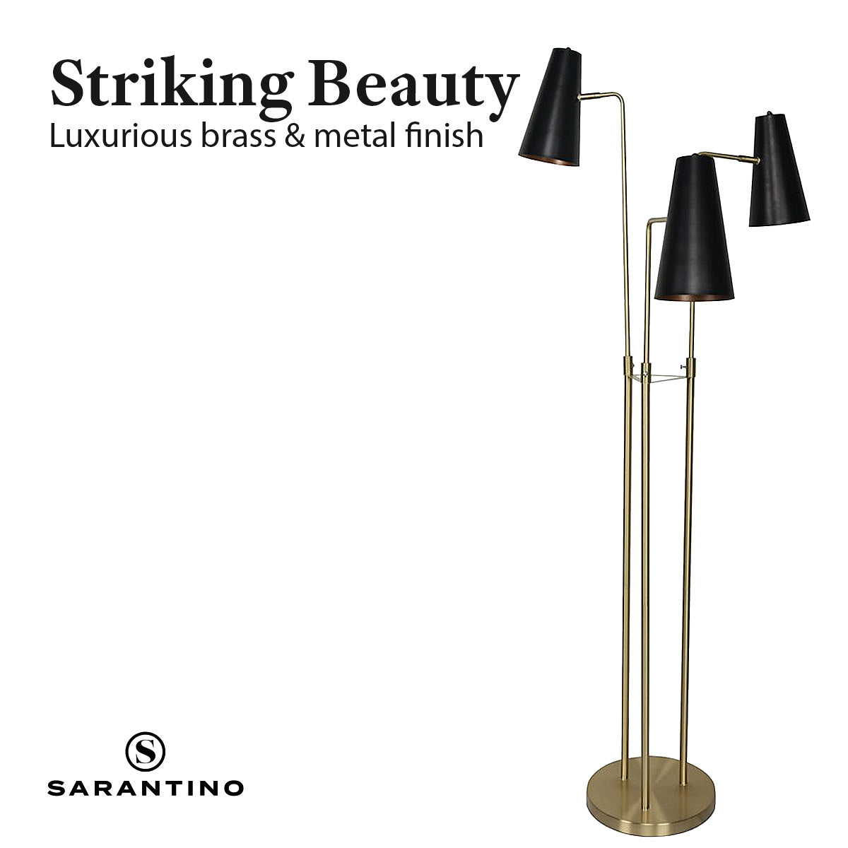 Sarantino Three Metal Shade Floor Lamp Home & Garden > Lighting > Table Lamps
