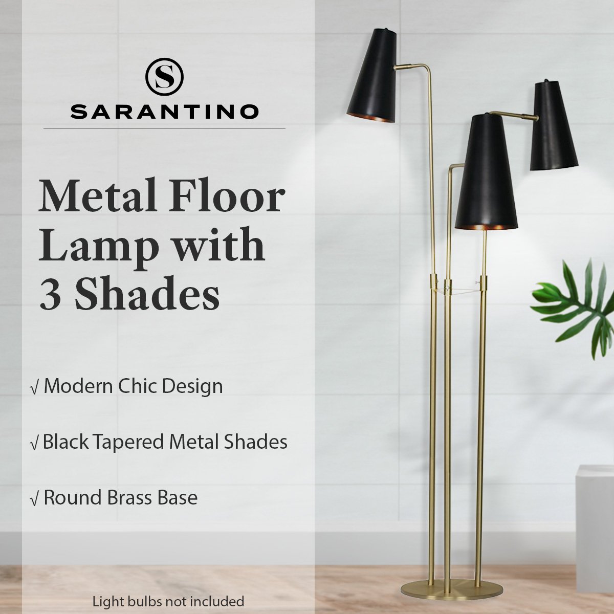 Sarantino Three Metal Shade Floor Lamp Home & Garden > Lighting > Table Lamps